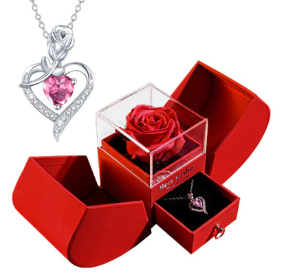 White Gold Necklace with Real Rose - Simple Design (One Piece)