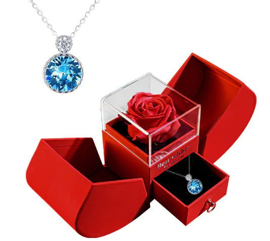 White Gold Necklace with Real Rose - Simple Design (One Piece)